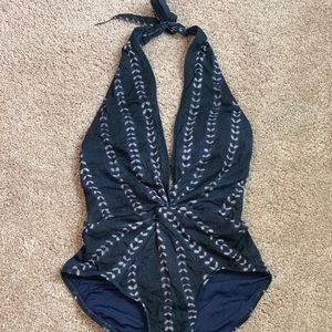 Halter low v neck one piece